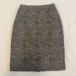 Ann Taylor Gray Floral Pencil Skirt